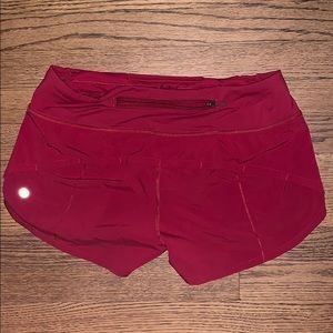 red lululemon speed up short